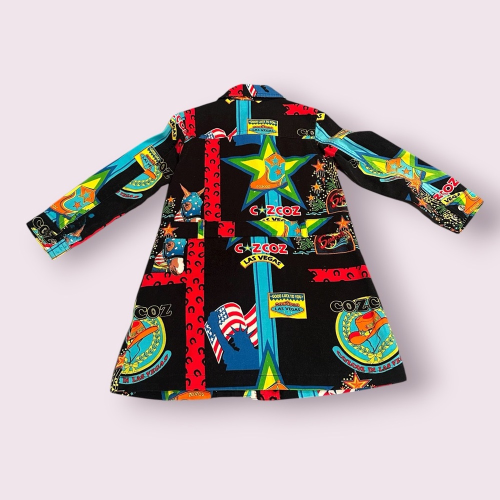Kids Coz Co Colorful Graphic Long Sleeve Coat Las Vegas Americana Print - Picture 6 of 9